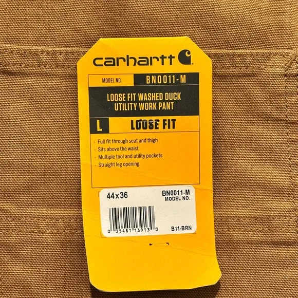Carhartt Mens 44x36 Brown Duck Canvas Utility Work Pants Loose Fit BN0011-M - Picture 7 of 14